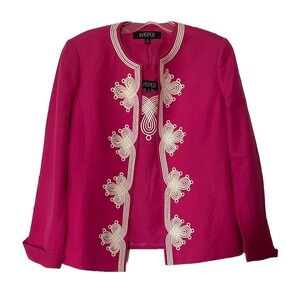KASPER 2 Pc Size 6 Summer Pink Blazer White Accent Open Front And Sleeveless Top
